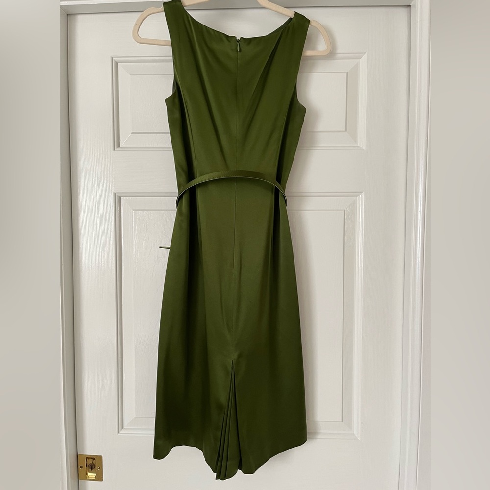 Ann Taylor Olive Green Sleeveless Belted Sheath Dress Size 2 - Picture 5 of 9